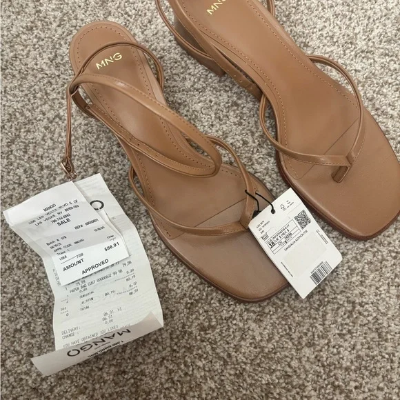 Mango Tan Minimalist Sandals - Picture 2 of 6